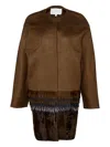 Carolina Herrera Feather-trimmed Coat In Brown