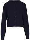 Carolina Herrera Fine-knit Round-neck Cardigan In Blue