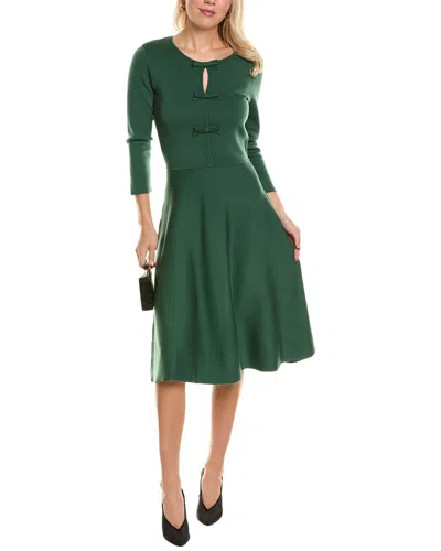 Carolina Herrera Bow-detailed Wool-blend Midi Dress In Army Green
