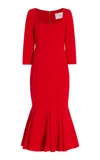 Carolina Herrera Flared Cady Midi Dress In Red