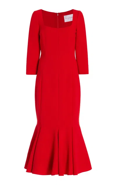 Carolina Herrera Flared Cady Midi Dress In Red