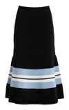 Carolina Herrera Flared Knit Midi Skirt In Black