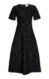 Carolina Herrera Flared Patterned Jacquard Midi Dress In Black