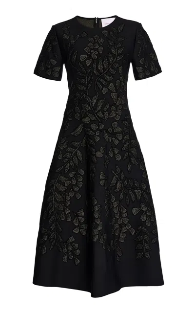 Carolina Herrera Flared Patterned Jacquard Midi Dress