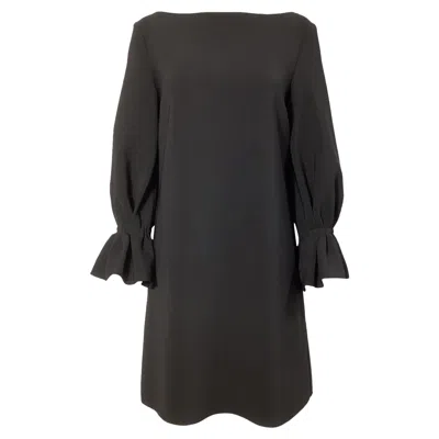 Carolina Herrera Flared Sleeve Hem Dress In Black Polyester In Gray