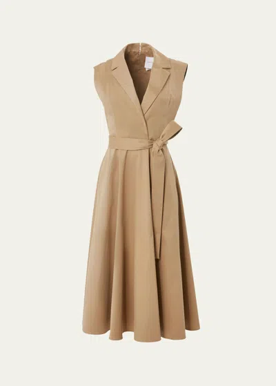 Carolina Herrera Belted Stretch-cotton Trench Midi Dress In Sand