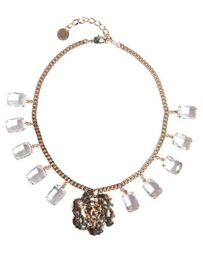 Carolina Herrera Flora Drop Necklace In Silver