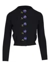 Carolina Herrera Embellished Knit Cardgian In Black