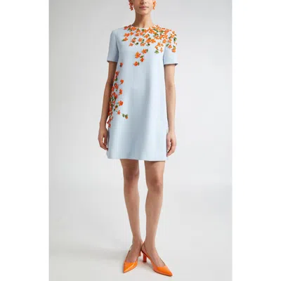 CAROLINA HERRERA CAROLINA HERRERA FLORAL APPLIQUÉ CREPE MINIDRESS