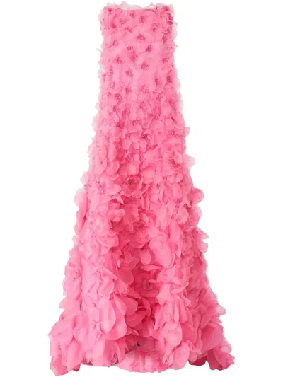 Carolina Herrera Abendkleid Mit Blumenapplikation In Rosa
