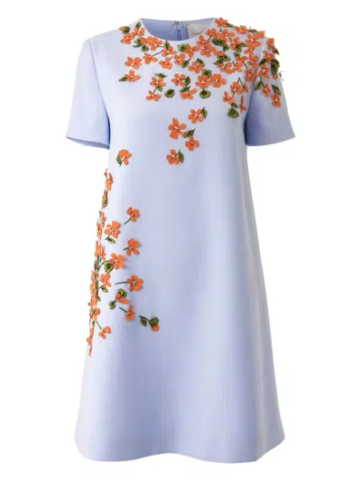 CAROLINA HERRERA FLORAL-APPLIQUÉ MINI DRESS
