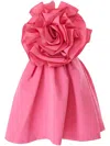 Carolina Herrera Flower Strapless Mini Dress In Rosa