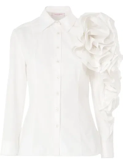 Carolina Herrera Floral-appliqué Shirt In White