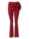 Carolina Herrera Appliquéd Draped Wool-blend Bootcut Pants In Red