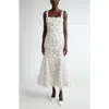 Carolina Herrera Floral Embroidered Lace Sleeveless Trumpet Midi Dress