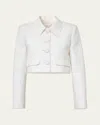 Carolina Herrera Floral Brocade Crop Jacket In White