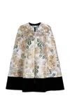 Carolina Herrera Floral Cape In Ivory