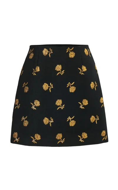 Carolina Herrera Floral Carnation Lurex Jacquard Mini Skirt In Black