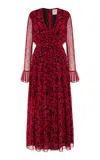 Carolina Herrera Floral Chiffon Midi Dress In Red
