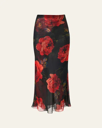 Carolina Herrera Floral Chiffon Midi Slip Skirt In Multi