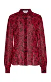 Carolina Herrera Floral Chiffon Shirt In Red