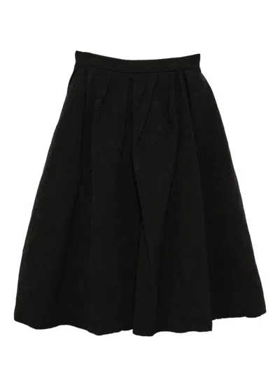 Carolina Herrera Floral Cloque Skirt In Black
