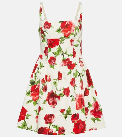 Carolina Herrera Floral Cotton-blend Minidress In White