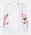 Carolina Herrera Puff-sleeve Cotton-blend Button-down Shirt In White