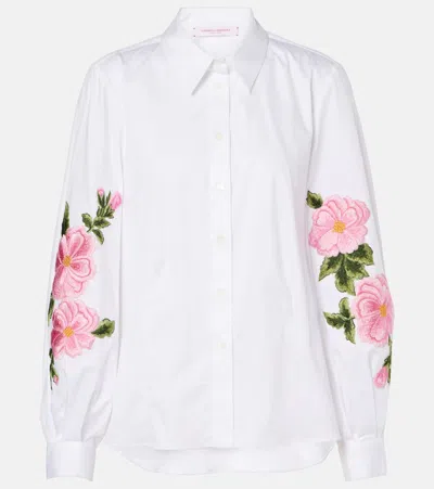CAROLINA HERRERA FLORAL COTTON-BLEND SHIRT
