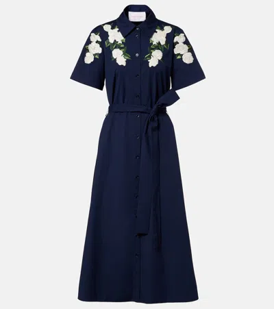 Carolina Herrera Floral Cotton-blend Shirt Dress In Multi