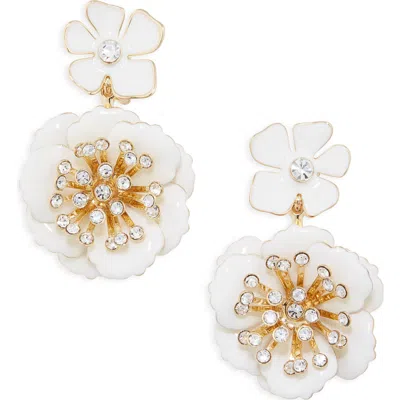Carolina Herrera Floral Dangle Drop Earrings In White