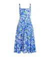 Carolina Herrera Floral Stretch-cotton Midi Dress In Blue