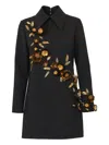 Carolina Herrera Floral-embellished Dress In Black