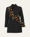 Carolina Herrera Embellished Wool-blend Mini Shirt Dress In Black