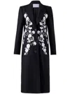 Carolina Herrera Embroidered Wool-blend Coat In Black