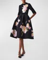 Carolina Herrera Floral-embroidered Dress In Black Multi
