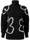 Carolina Herrera Floral Embroidered Turtleneck Sweater In Black