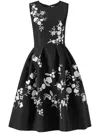 Carolina Herrera Floral Embroidered Sleeveless Fit-&-flare Dress In Black