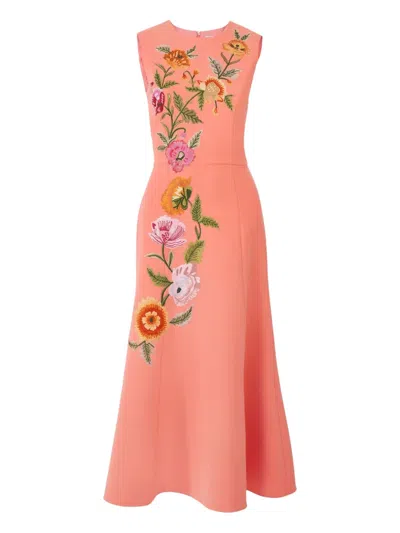 Carolina Herrera Embroidered Floral Cocktail Dress In Pink
