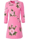 CAROLINA HERRERA FLORAL-EMBROIDERED MINI DRESS