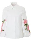 Carolina Herrera Puff-sleeve Cotton-blend Button-down Shirt In White