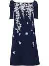 Carolina Herrera Kleid Mit Blumenstickerei In Blau