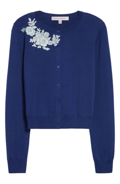 Carolina Herrera Floral Embroidered Silk & Cotton Cardigan