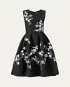 Carolina Herrera Floral Embroidered Sleeveless Fit-&-flare Dress In Blackwhite