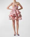 Carolina Herrera Floral-print Ruffled Mini Dress In Slipper Pink Multi