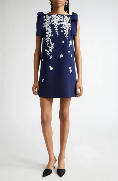 Carolina Herrera Floral Embroidered Stretch Stretch Crepe Minidress In Multi