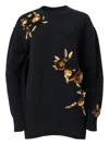 Carolina Herrera Floral-embroidered Wool-cashmere Sweater In Black
