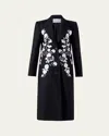 Carolina Herrera Embroidered Wool-blend Coat In Blk/wht