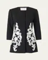 Carolina Herrera Floral Embroidered Wool Jacket In Blk Mult
