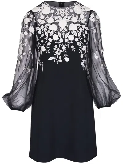 Carolina Herrera Floral-embroidery Dress In Black